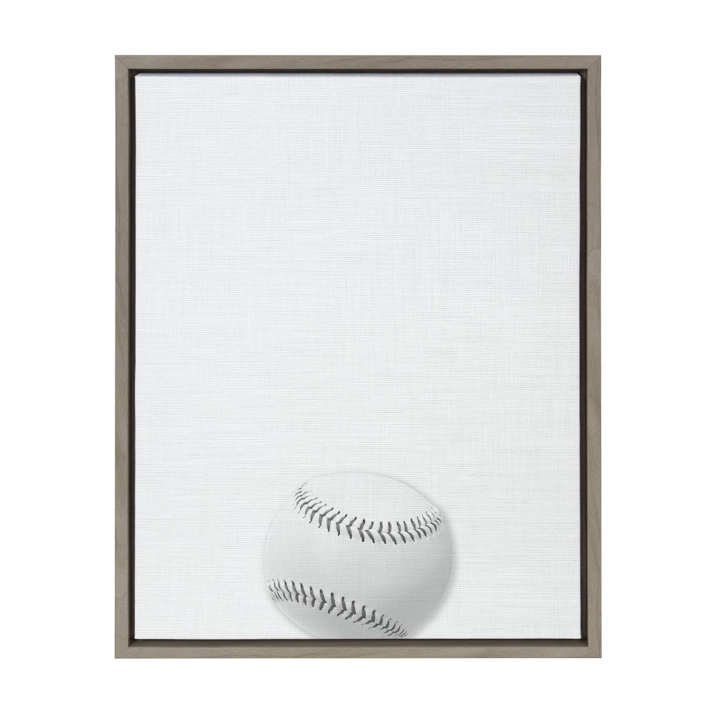 Photos - Other Decoration 18" x 24" Sylvie Baseball Portrait Framed Canvas Gray - DesignOvation: Modern Wall Art for Sports Decor