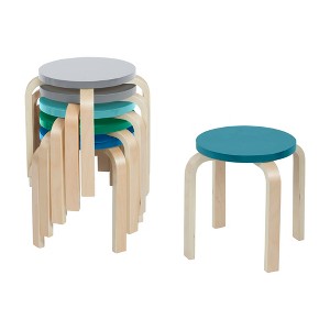 ECR4Kids Bentwood Stackable Stools, 6-Piece - 1 of 4