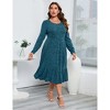 Clearlove Women's Fall Winter Dress Plus Size Round Neck Long Sleeve A Line Flowy Ribbed Knit Dresses - 3 of 4