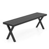 Costway 1/2 PCS 54" Patio Metal Bench with Slatted Seat & X Legs Backless Loveseat for Yard - 2 of 4