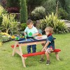 Outsunny Kids Picnic Table and Bench Set with Sandbox, Outdoor Sand & Water Table with Kitchen Toys, Water Circulation Faucet, Vegetable Accessories - 3 of 4