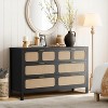 Rattan 6 Drawer Dresser for Bedroom with Metal Handles,Farmhouse Wood Storage Chest of Drawers,Black - 3 of 4