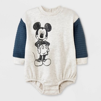 Baby Boys' Mickey Mouse & Friends Quilted Bodysuit - Beige Newborn
