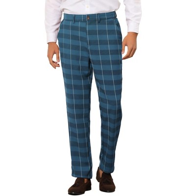 Lars Amadeus Men's Slim Fit Lightweight Tapered Checked Pants