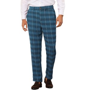 Lars Amadeus Men's Slim Fit Lightweight Tapered Checked Pants - 1 of 4