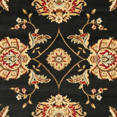Black and Ivory Floral Synthetic 5' x 7' Area Rug
