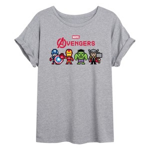 Women's - Marvel - Avengers 8 Bit Oversized Graphic T-Shirt - 1 of 4