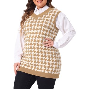 Agnes Orinda Women's Plus Size Sleeveless Knit Pullover Sweater Vest - 1 of 4