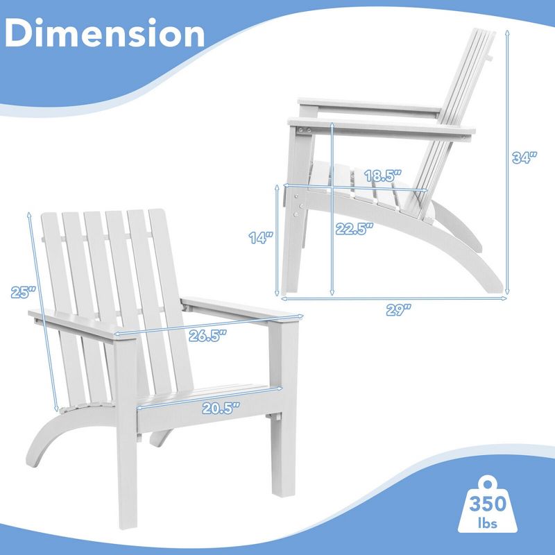 Costway Outdoor Wooden Adirondack Chair Patio Lounge Chair w/ Armrest, 2 of 7