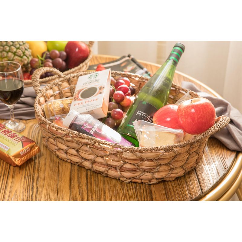 Vintiquewise Seagrass Fruit Bread Basket Tray with Handles, 2 of 7