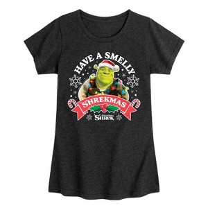 Girls' - Shrek - Have a Smelly Shrekmas Fitted Short Sleeve Graphic T-Shirt - 1 of 4
