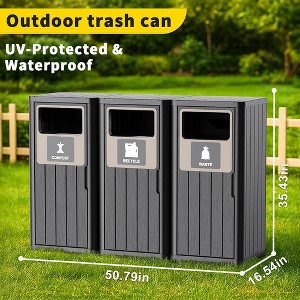 Decksplore Outdoor Trash Can,Waterproof Resin Garbage Can with Garbage Labels,Durable Waste Bin for Porch, Backyard,Kitchen - 1 of 4