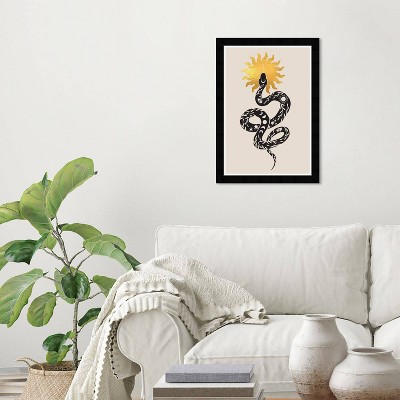 Wynwood Studio 15" x 21" Apollo's Astral Snake Wall Art Print Black : Modern Giclee with Non-Glare Plexi Glass, Ready to Hang