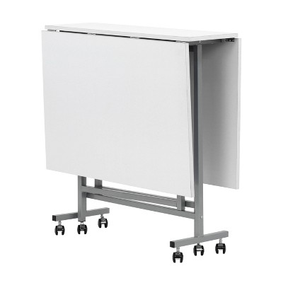 Sew Ready Silver White Folding Craft Table with Locking Wheels
