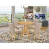 HomeStock 5-Piece Round Natural Oak Finish Solid Wood Top Dining Table with 4 Parson Chair - 2 of 4