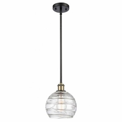 Athens Deco Swirl - 1 Light Stem Hung Mini Pendant In Industrial Style-10 Inches Tall and 8 Inches Wide