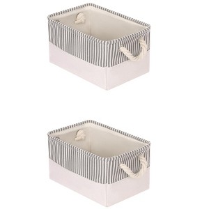 REGALWOVEN Stripe Print Fabric Collapsible Organizer Storage Basket Bin with Handles 2 Pcs - 1 of 4