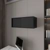 GlasFlength Kitchen Storage Wall Cabinet Floating Cabinet with Sliding Door Rectangular Storage Cupboard for Kitchen, Black, 31.9"*13"*13" - 2 of 4