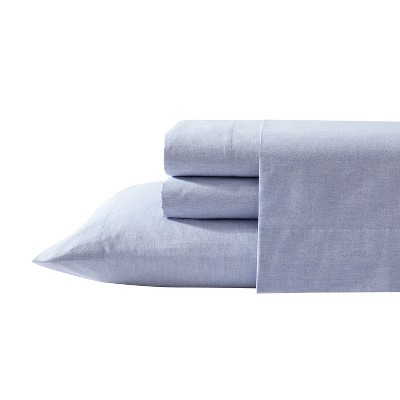 Full Blue Melange Polyester Percale Sheet Set