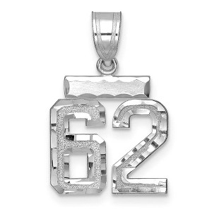 Black Bow Jewelry 14k White Gold, Varsity Collection, Small D/C Pendant, Number 62 - 1 of 3