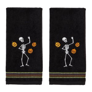 2pc Juggling Skeleton Hand Towel Set - SKL Home: Cotton Jacquard, Midweight, Machine Washable, 25"x16" - 1 of 3