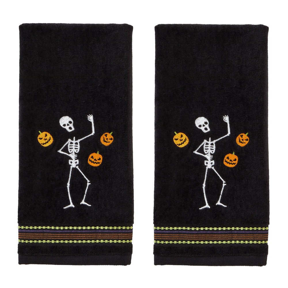 Photos - Towel 2pc Juggling Skeleton Hand  Set - SKL Home: Cotton Jacquard, Midweight, Machine Washable, 25"x16"