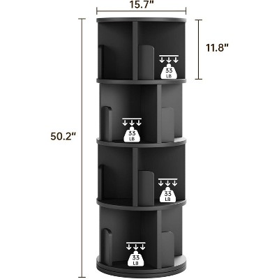 Aoxun Rotating Bookcase for Bedroom, Living Room, Study Room, 4 Tier