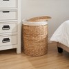 JANSNO 15" x 20" Round Woven Wicker Laundry Hamper with Lid and Removable Liner -  For Clothes, Toys, and Book Storage, Natural - 2 of 4