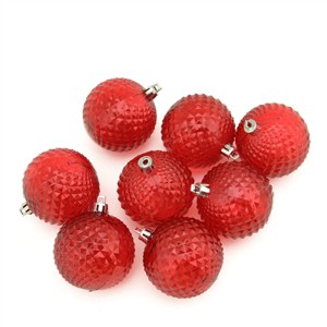 Northlight 8ct Transparent Diamond Cut Shatterproof Christmas Ball Ornament Set 2.5" - Red - 1 of 2