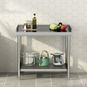 Stainless Steel Prep Table with Backsplash | Heavy-Duty Adjustable Commercial Work Table for Kitchen, Restaurant & Home Use - 1 of 4
