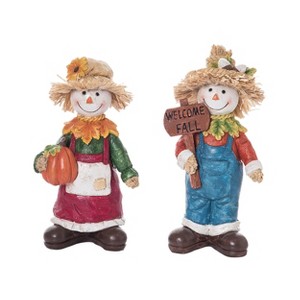 Transpac Resin Harvest Scarecrow Figurines Set of 2 Fall Decor for Tabletop and Mantel Ideal for Gift Giving - 1 of 1