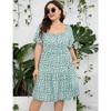 LXT- Women's Plus Size Square Neck Ruffle Sleeve Flowy Floral Summer Midi Dress with Pockets - 4 of 4