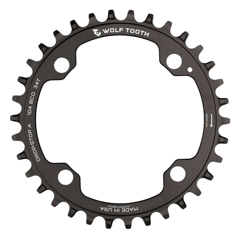 Wolf Tooth Drop Stop A Chainrings 36t 104 BCD 9/10/11/12-Speed 60g Aluminum Blk, 3 of 7