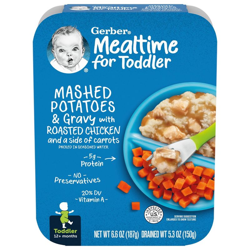 Gerber Lil&#39; Entrees Mashed Potatoes &#38; Gravy with Roasted Chicken and Carrots Baby Meals - 6.6oz, 1 of 6
