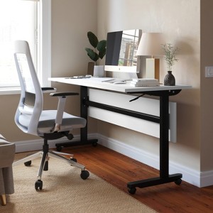 Emma and Oliver Heavy-Duty Flip Top Training Table with Nesting Design, Privacy Panel, T-Legs, Tabletop, Metal Frame - 1 of 4