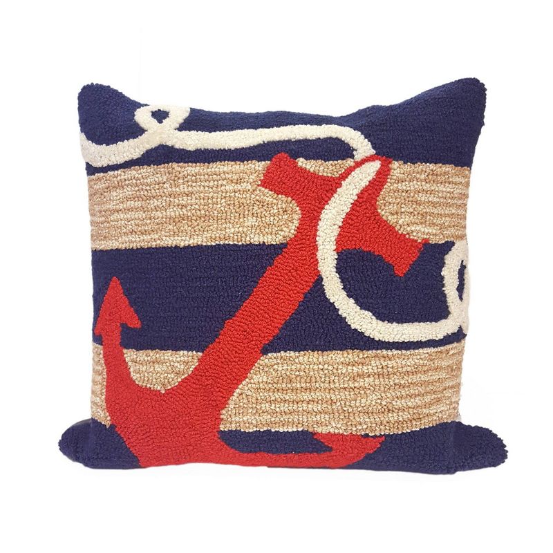18&#34;x18&#34; Anchor Indoor/Outdoor Square Throw Pillow Navy - Liora Manne, 1 of 7