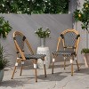 Coolbibila Outdoor PE Rattan Patio Dining Chairs Set Of 2,Aluminum French Bistro Chair With Bamboo Print Finish,Patio Garden Armless Chair - 2 of 4