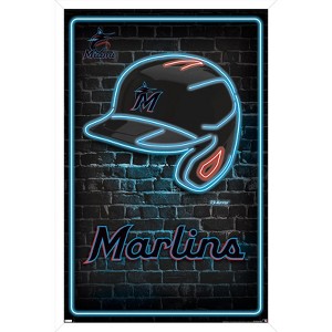 Trends International MLB Miami Marlins - Neon Helmet 23 Framed Wall Poster Prints - 1 of 4
