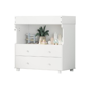Wooden Changing Table, Baby Dressing Table with 2 Drawers & Shelves, Multi-Functional Baby Diaper Station for Bedroom, Kids Room, Nursery - 1 of 4