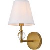 Elegant Lighting Bethany 1 light bath sconce in brass with white fabric shade - 3 of 4