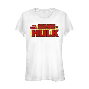 Juniors Womens Marvel Classic Savage She-Hulk Title T-Shirt - 1 of 3