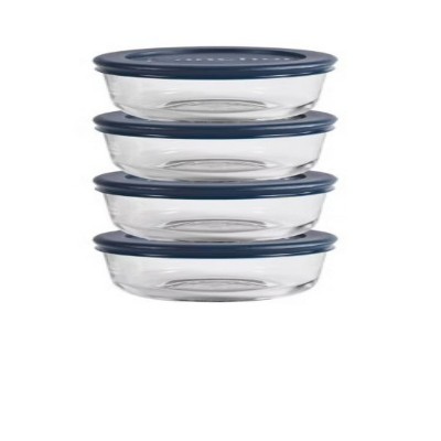LunaLulinlk Glass Food Storage Containers with Lids, 1 Cup Round, Set of 4