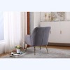 CAVINAS Modern Teddy Fabric Accent Chair, Ergonomic Lounge Chair with Gold Adjustable Legs for Living Room, Bedroom or Home Office - 3 of 4