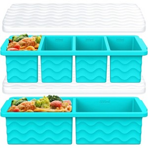 Silicone Freezer Molds with Lid, Large Ice Cube Trays for Food Storage, Freeze Portions for Meal Prep - 1 of 4
