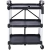 3 Layers Cart Fold Up Rolling Cart Service Trolley for Office Warehouse 50 Pounds Load Capacity Per Shelf - 4 of 4