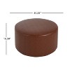 Okak Round Ottoman Bench Coffee Table Soft Upholstered Foot Rest Faux Leather Small Ottomans Foot Stools for Living Room, Entryway,Bedroom, Brown - 4 of 4