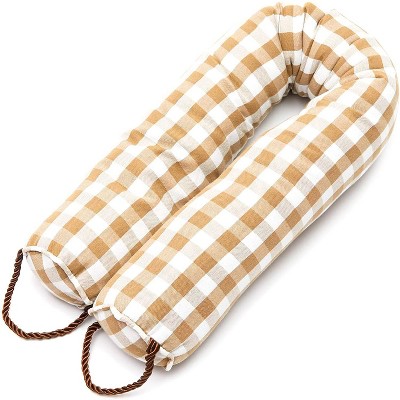 Heavy Duty Under Door Draft Stopper Snake, Weighted 3.3 lbs Sand Door Stop Air Blocker Noise Reducer 33.5", Gingham Brown/Brown