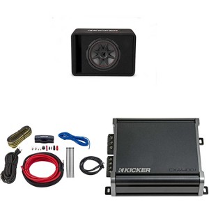 Kicker 48VCVR122 CompVR 12" single subwoofer in vented box, 2-ohm w/ 46CXA4001, Amp Kit Bundle - 1 of 4