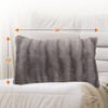 Cheer Collection Luxurious Faux Fur Throw Pillows Set of 2 - Gray (12" x 20") - 4 of 4