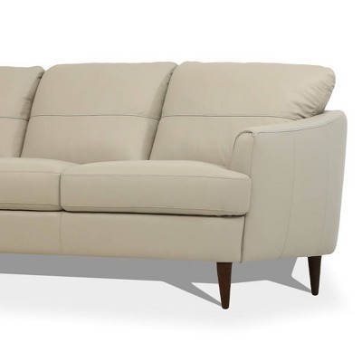 Pearl Gray Leather Chesterfield Sofa with Pillow-top Arms